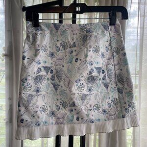 NWOT SHEIN Seashell Lilly Style Tennis Skirt White Blue Size Small US 4